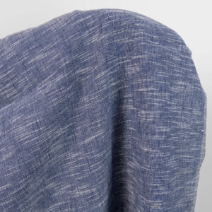 linen cotton washed blue fabric, white stripes