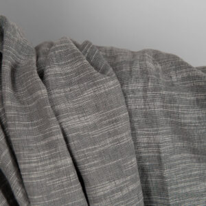 Dark grey linen blend fabric washed texture