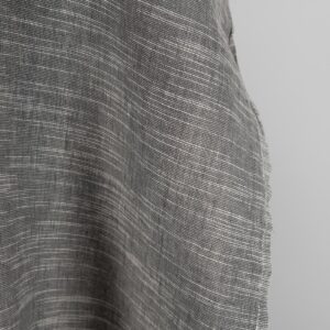 Dark grey linen blend fabric washed edge