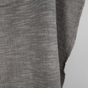 Dark grey linen blend fabric washed close up detail