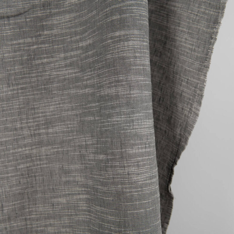 Dark grey linen blend fabric washed close up detail