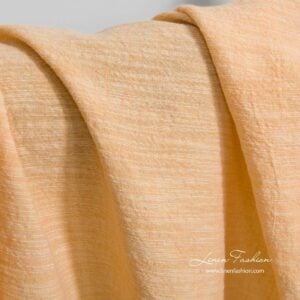 Široká praná ľanovo-bavlnená látka broskyňová