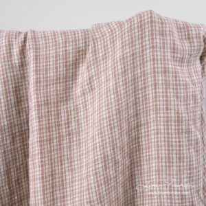 Ľanovo-vlnená tkanina s hnedými kárami praná