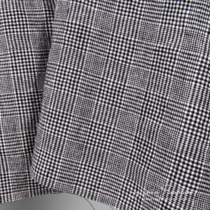 Washed linen wool fabric in black white checks