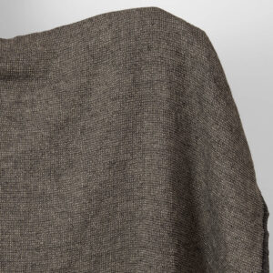 Ľanovo-vlnená čierna a sivá vafľová tkanina praná