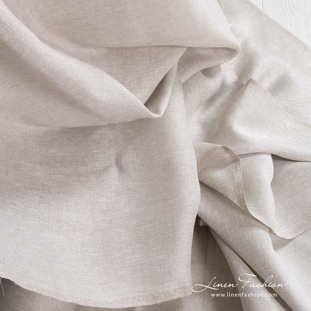 Linen grey fabric with silver PES