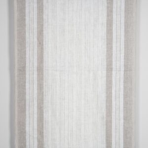 White linen fabric with undyed natural linen stripes