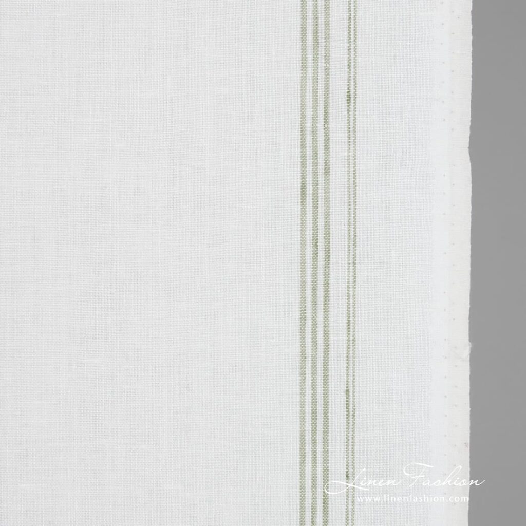 White linen fabric with stripes