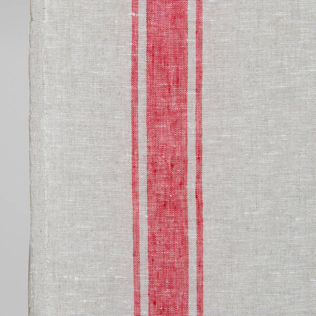 linen towel fabric red stripesblock on other border