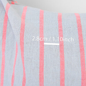 Ľanovo-bavlnená látka svetlosivá s jasne červenými pruhmi, praná