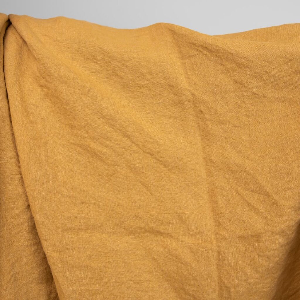 linen washed fabric mustard yellow, plain