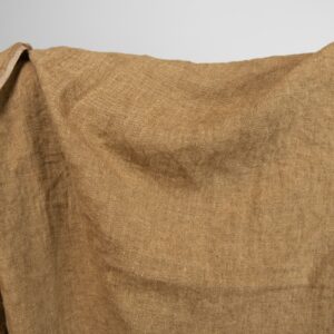 Ľanová praná látka zlatohnedá zázvorová farba