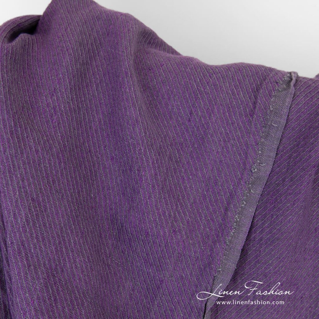 Linen fabric in violet and dark grey twills