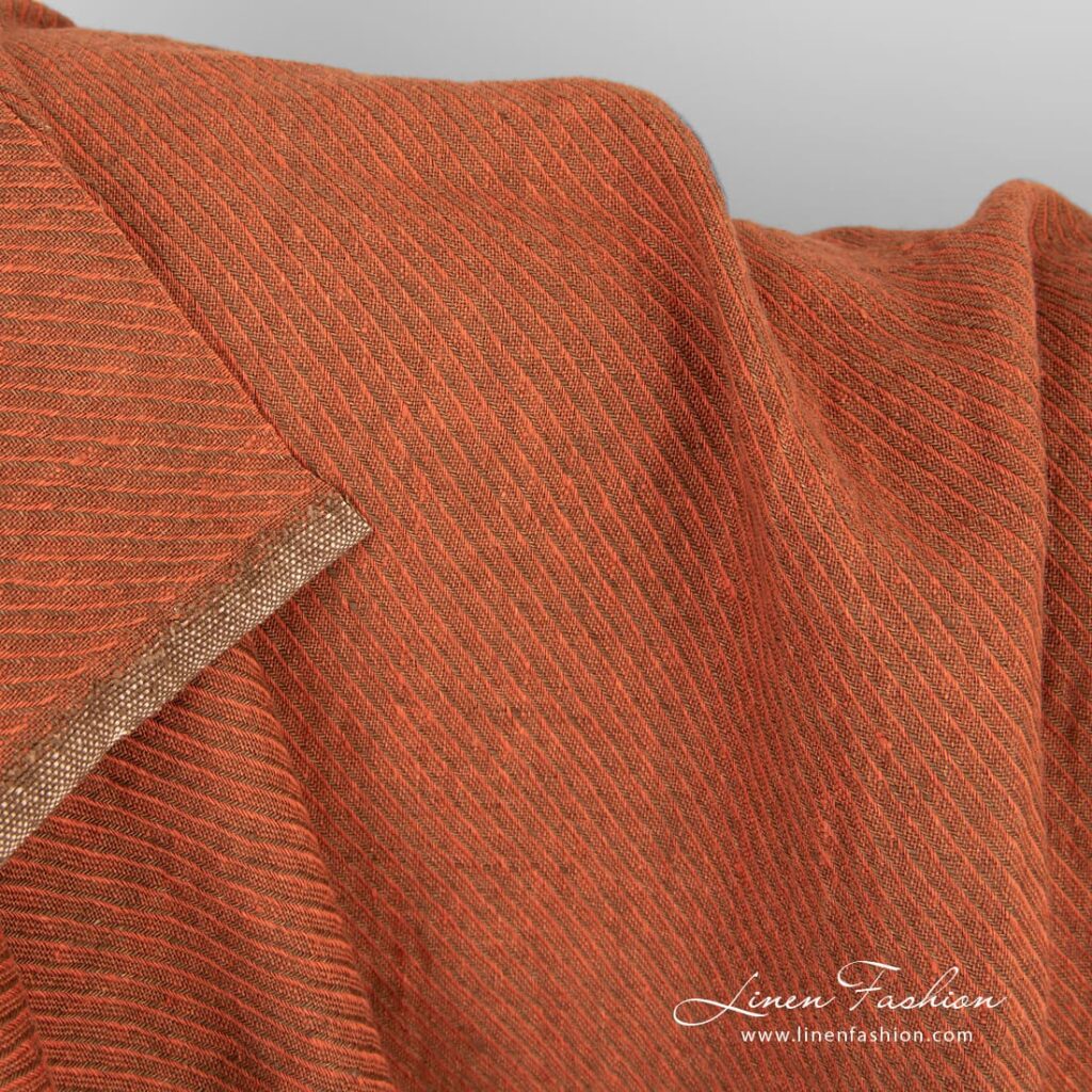 Orange linen fabric, specially washed