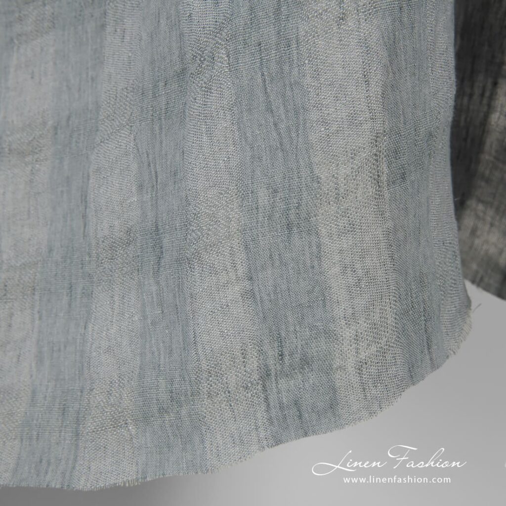 Grey linen fabric in checks