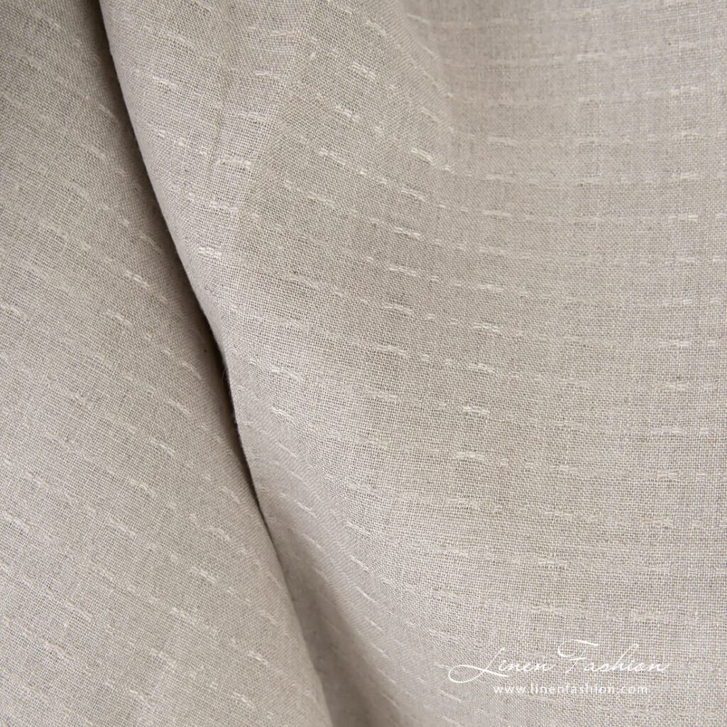 Natural linen fabric with prominent dashes
