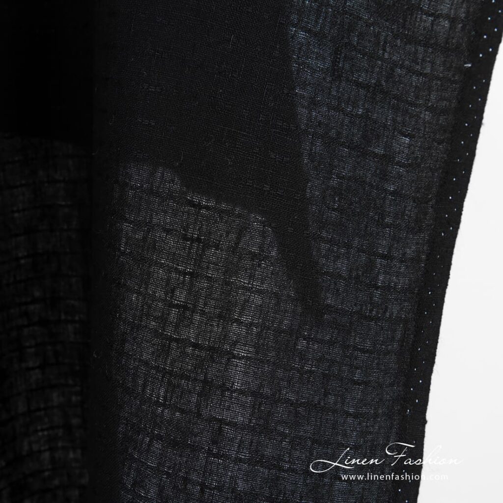 Black linen fabric with prominent dashes