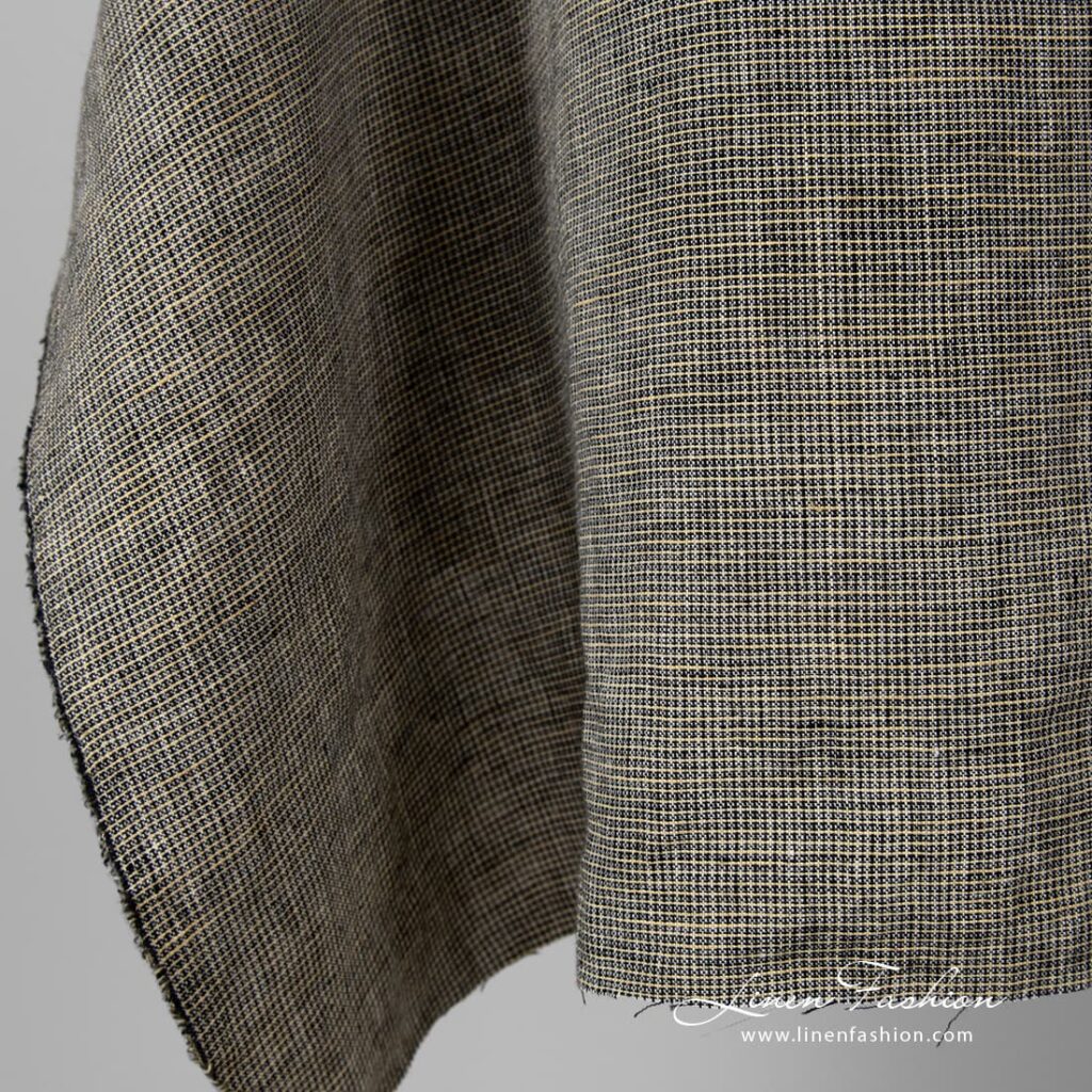 Washed 100% linen fabric in checks.