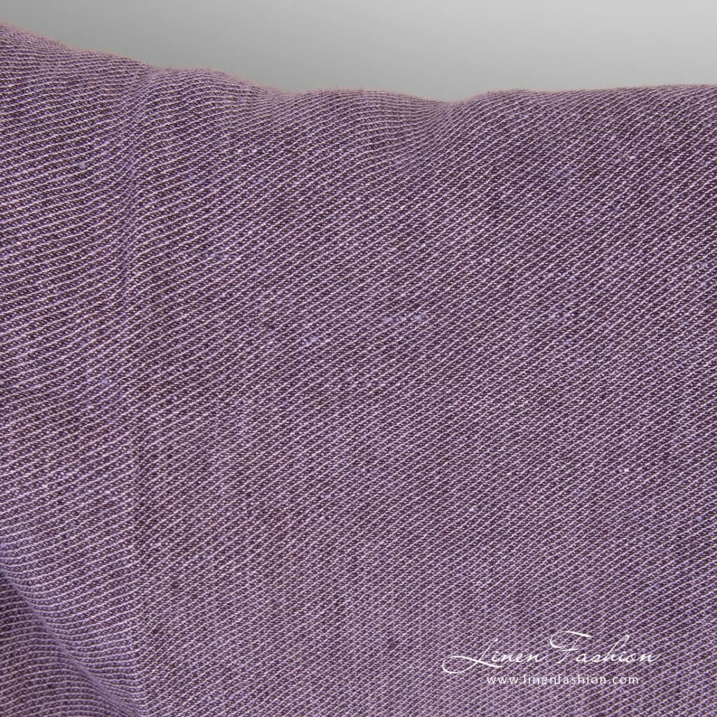Violet linen fabric in fine delicate design