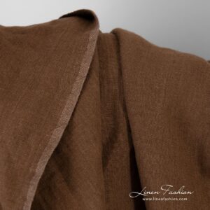 Brown linen fabric, washed