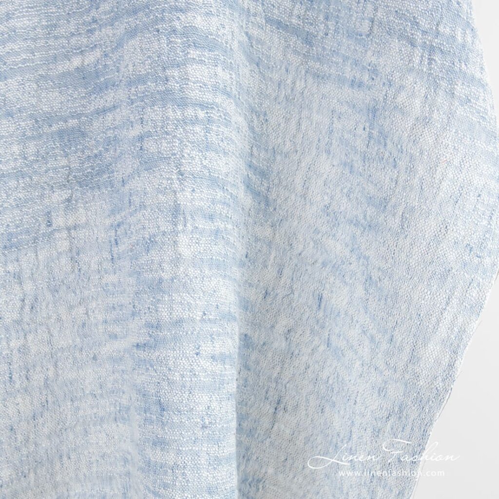 Linen cotton fabric with white stripes