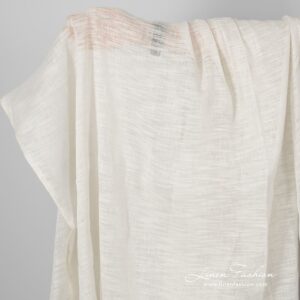 Off-white sheer linen / cotton fabric in stripes