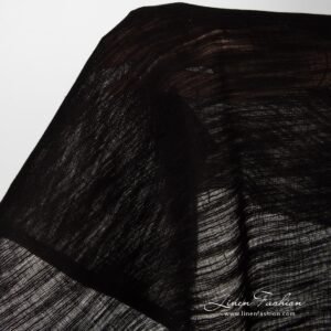 Linen cotton fabric in black color.