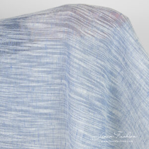Blue linen cotton fabric with stripes