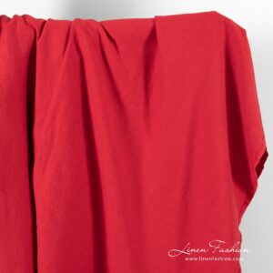 Linen cotton fabric in red color