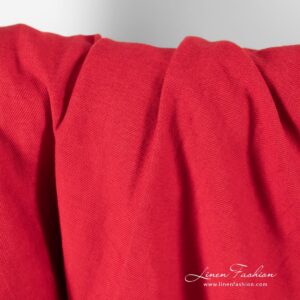 Linen cotton fabric in red color, specially washed