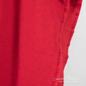 Red linen cotton fabric in twill weave