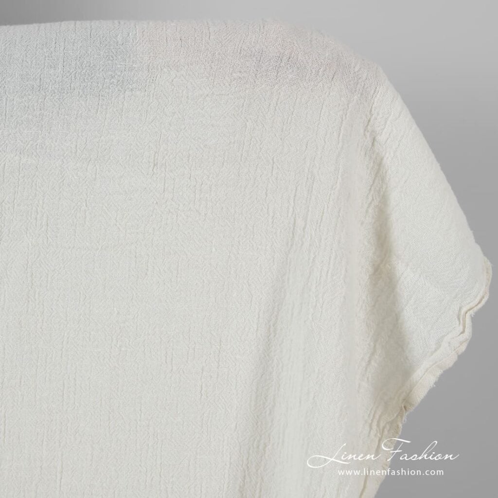 Linen fabric in off-white color, specially washed