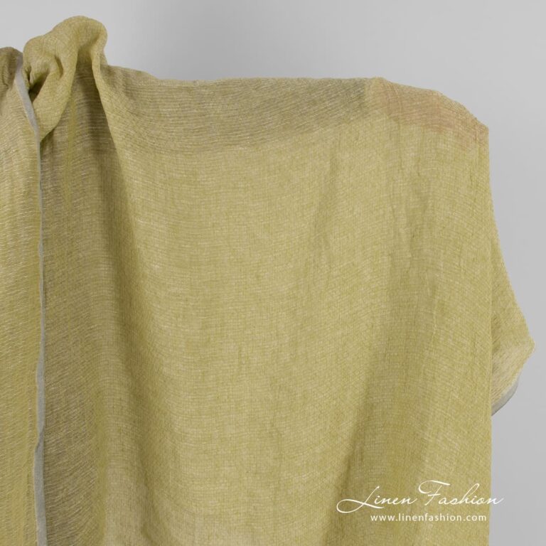 Lightweight yellowish green linen fabric