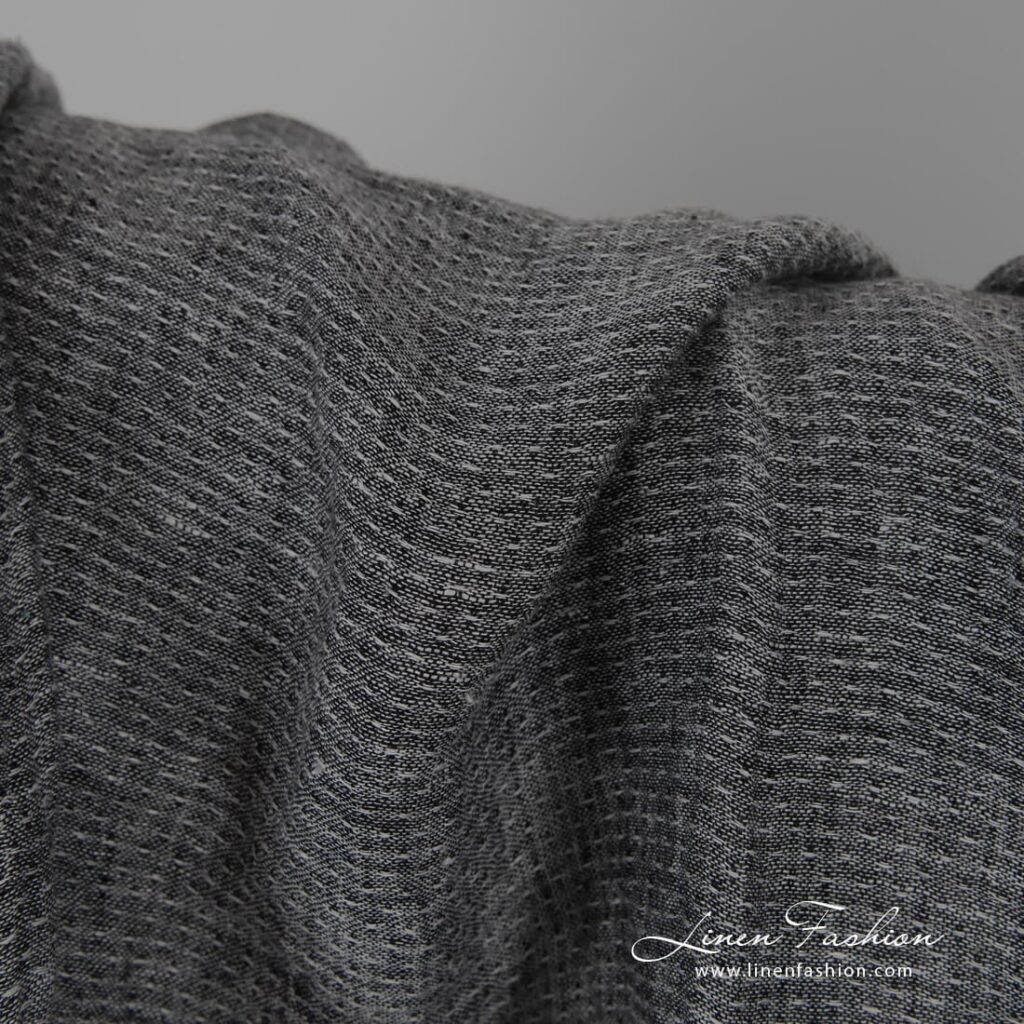 Lightweight black and white linen fabric, specially washed to increase softness