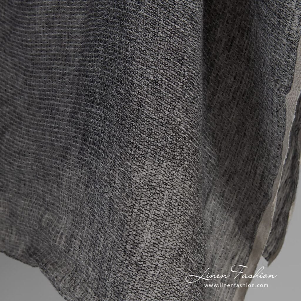 Lightweight black and white linen fabric, perfect for curtains and shawls