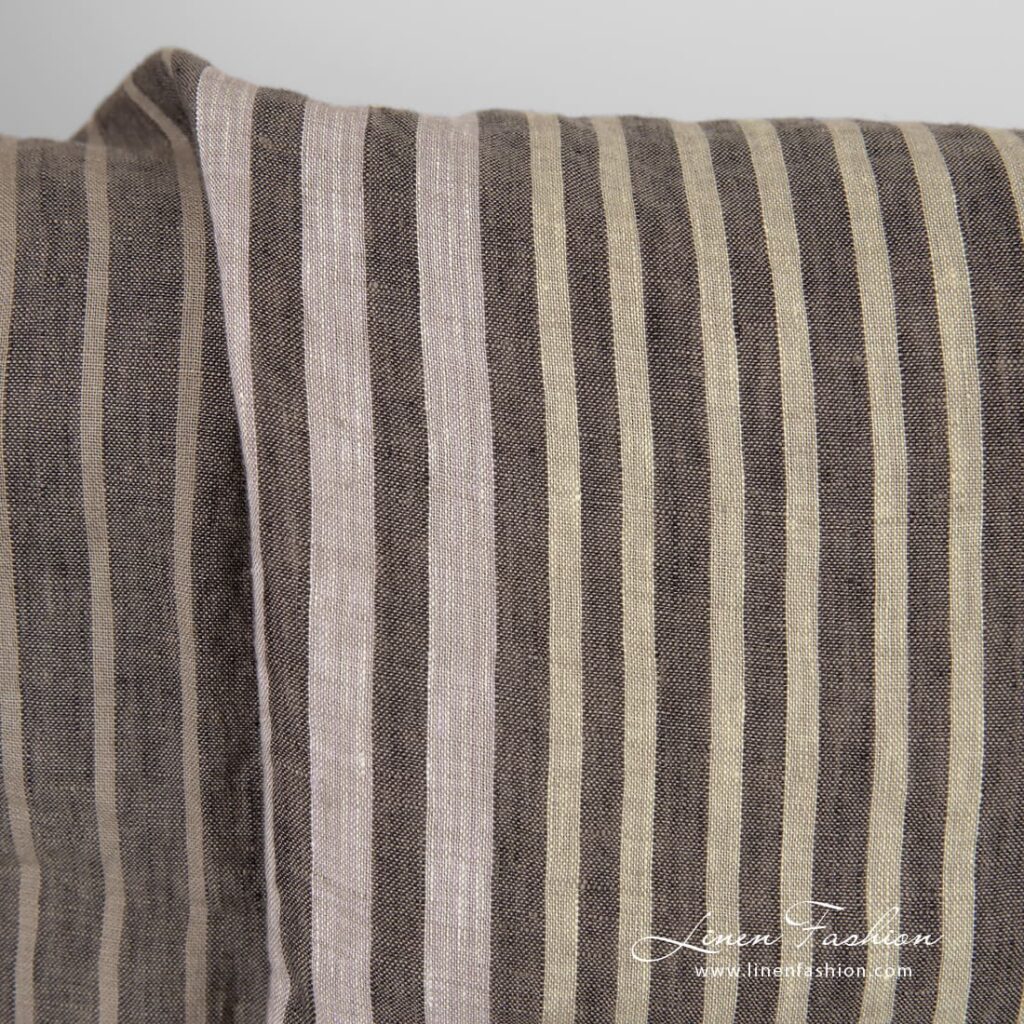 Multicolored linen fabric with stripes