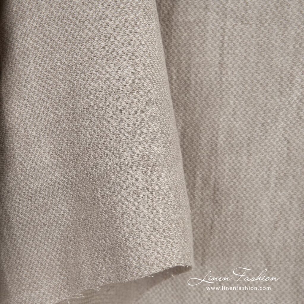 Beige linen fabric, patterned