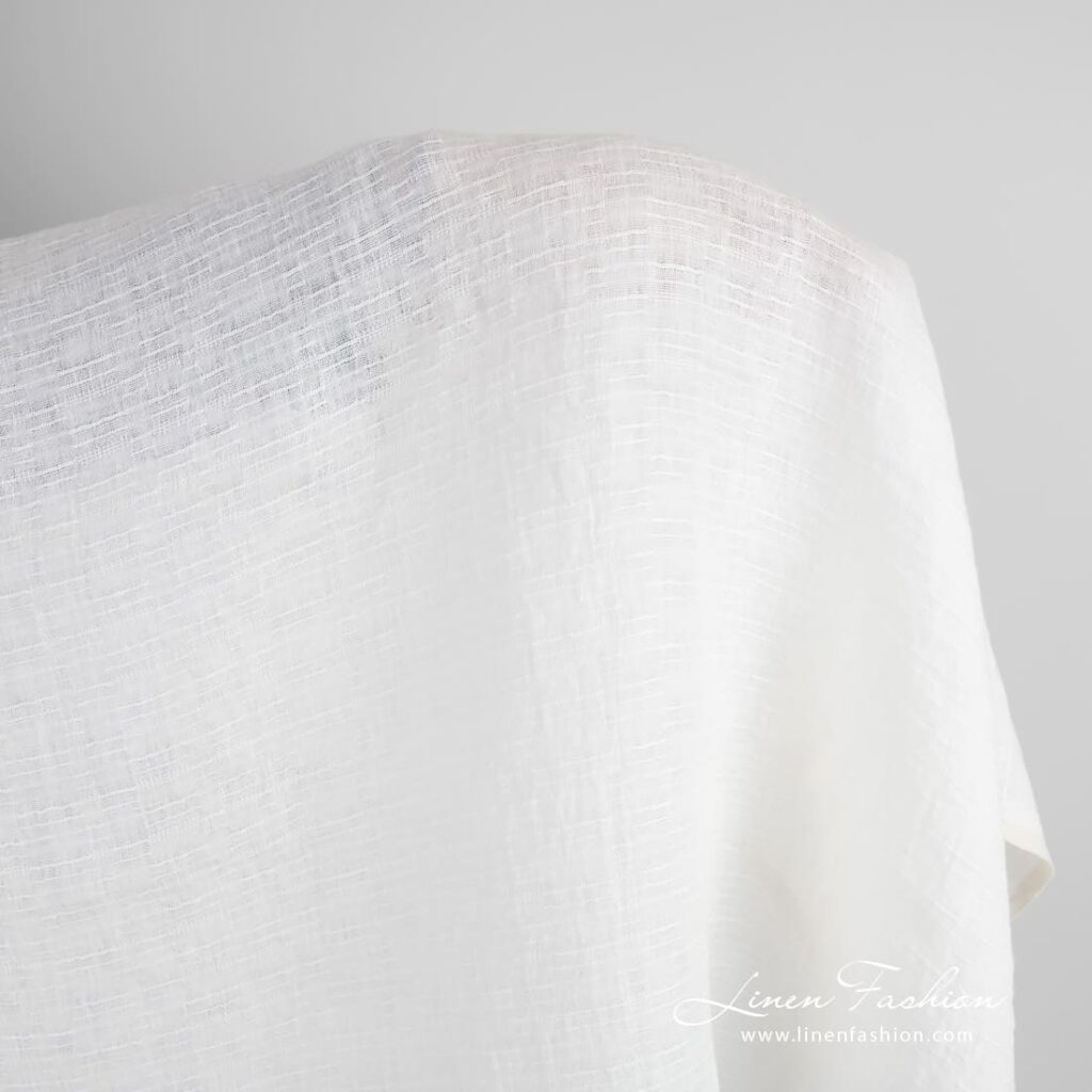 White linen fabric in stripes