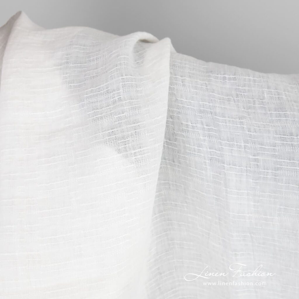White linen fabric in horizontal stripes