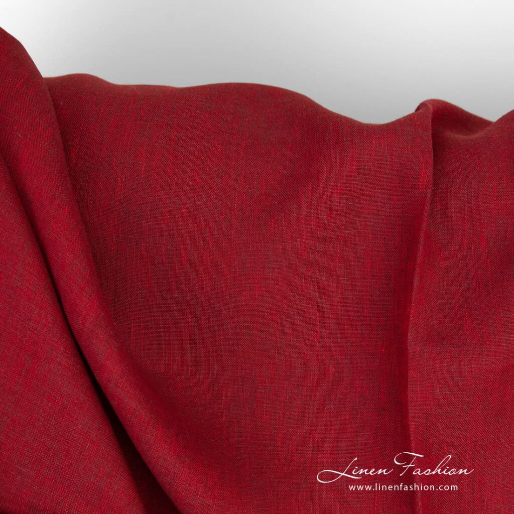 Red linen fabric in melange
