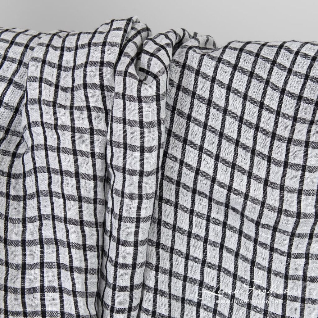 Linen fabric in black and white checks