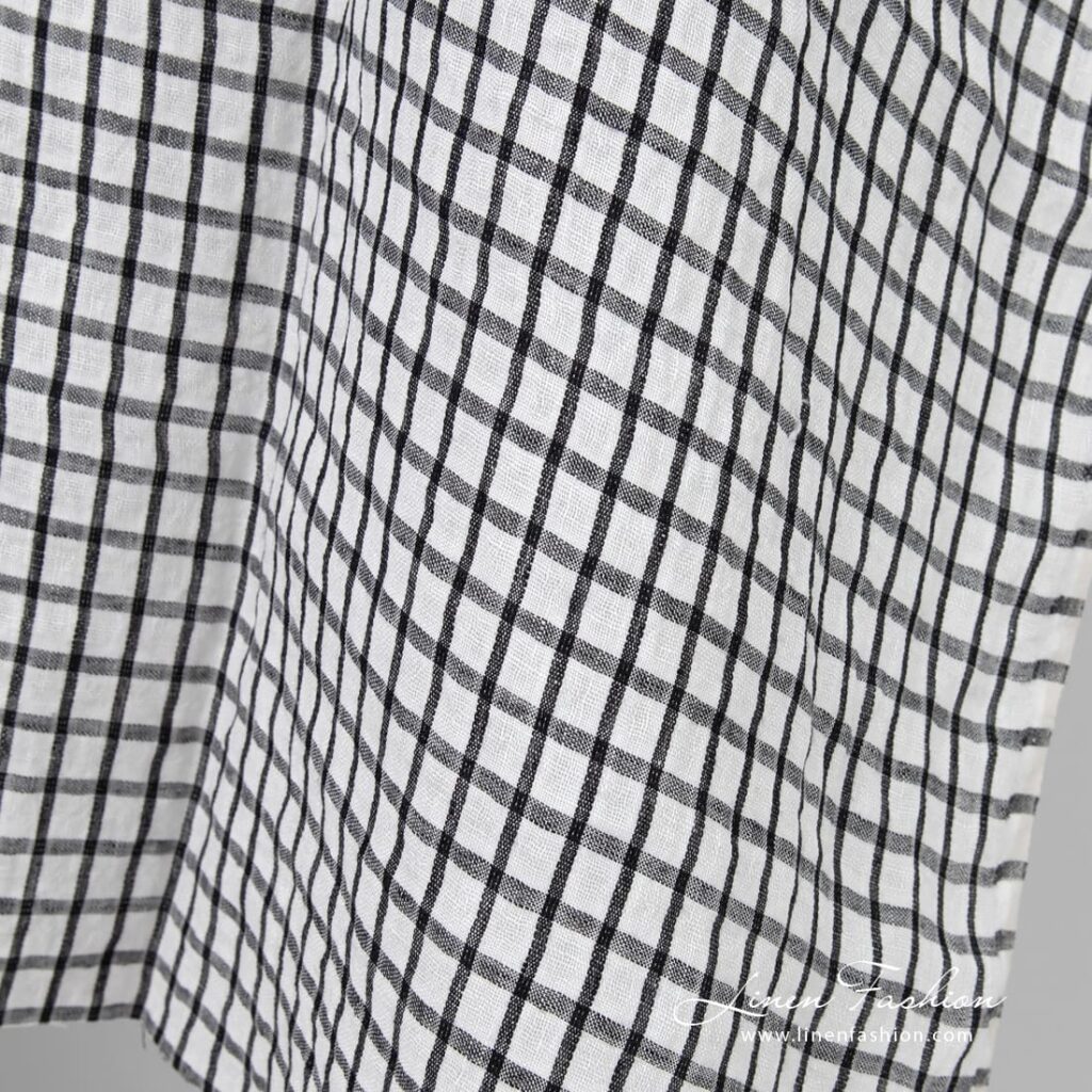 Linen fabric in checks, washed