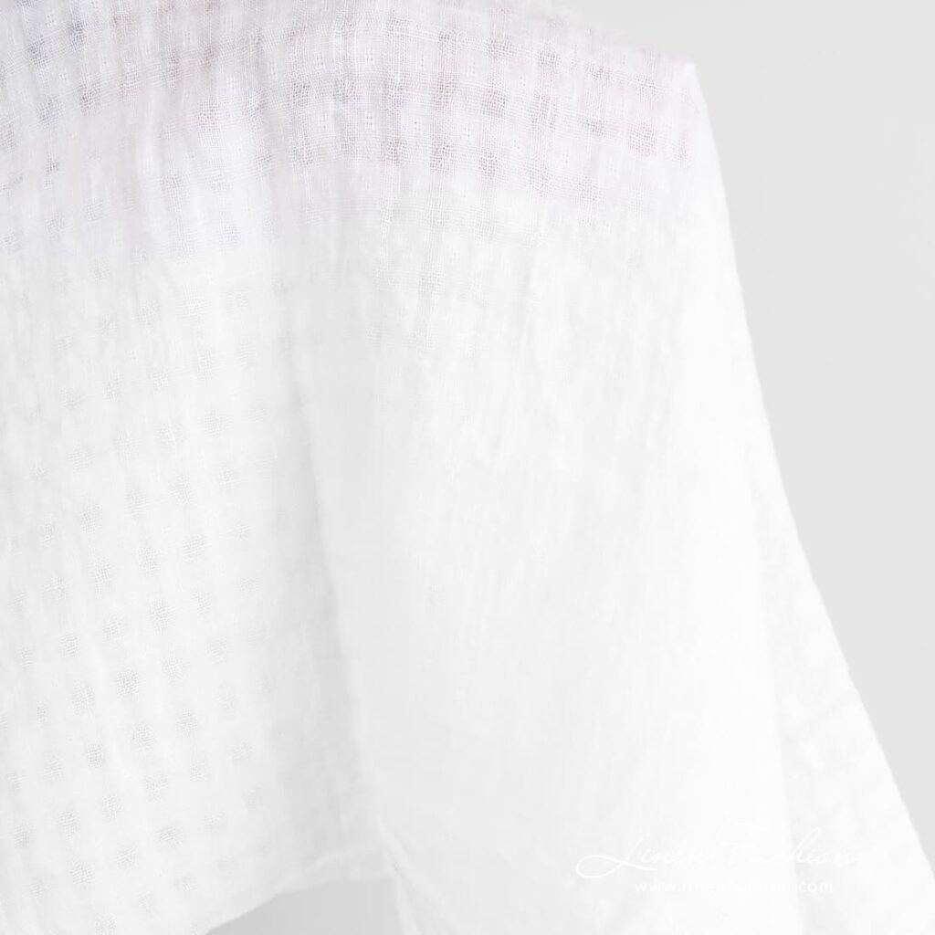 White linen fabric in transparent checks