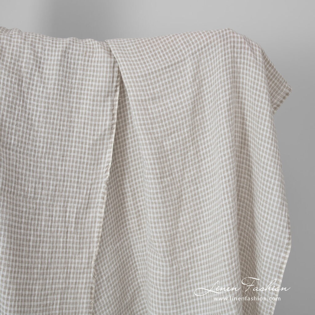 beige checks transparent linen, washed.