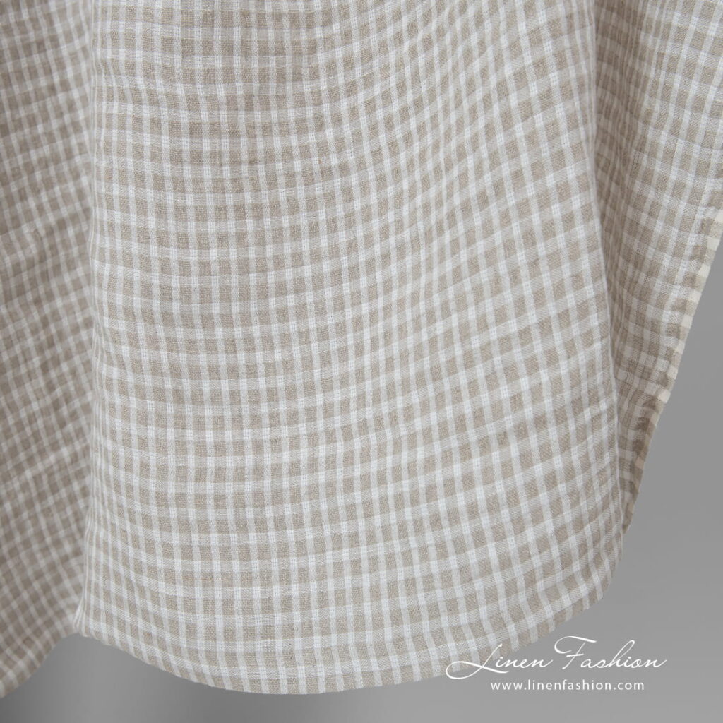 beige checks transparent linen, for curtains.