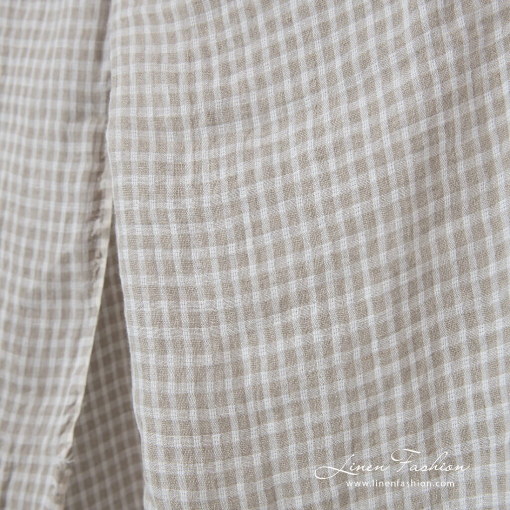 beige checks transparent linen, gauze.