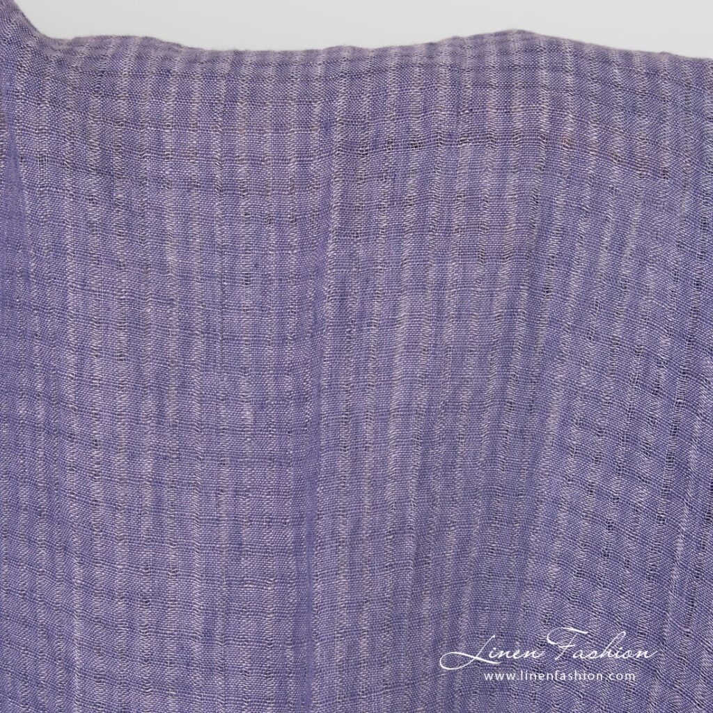 Violet openweave linen fabric in checks