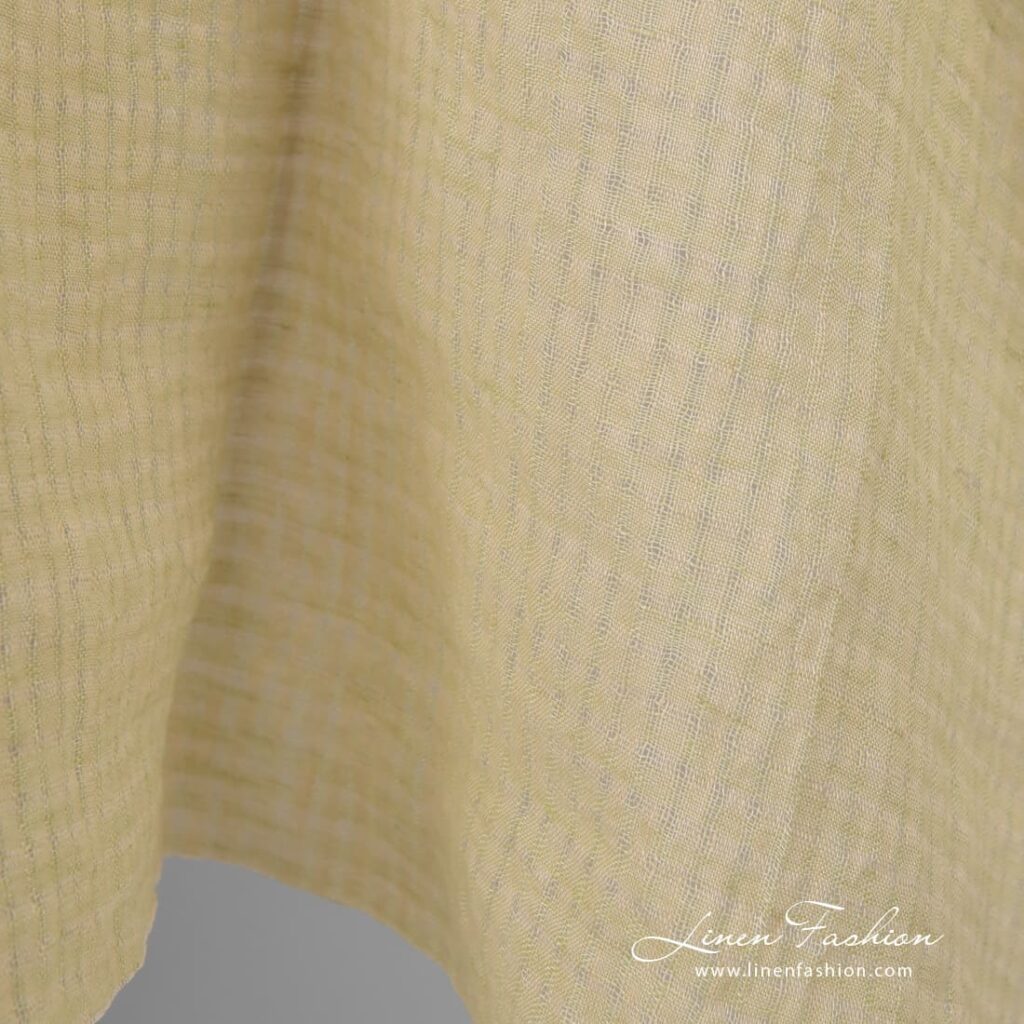 Checked yellow linen fabric