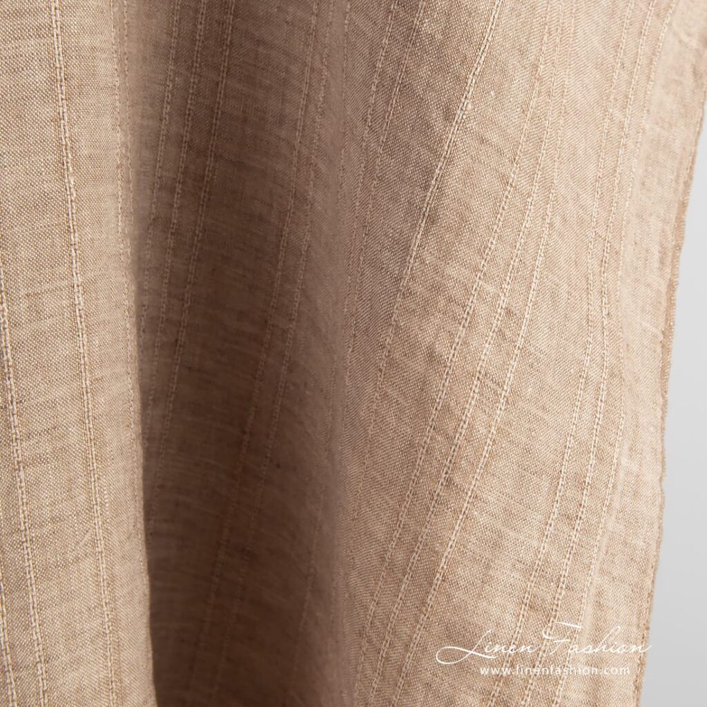 Brown 100% linen fabric, specially washed