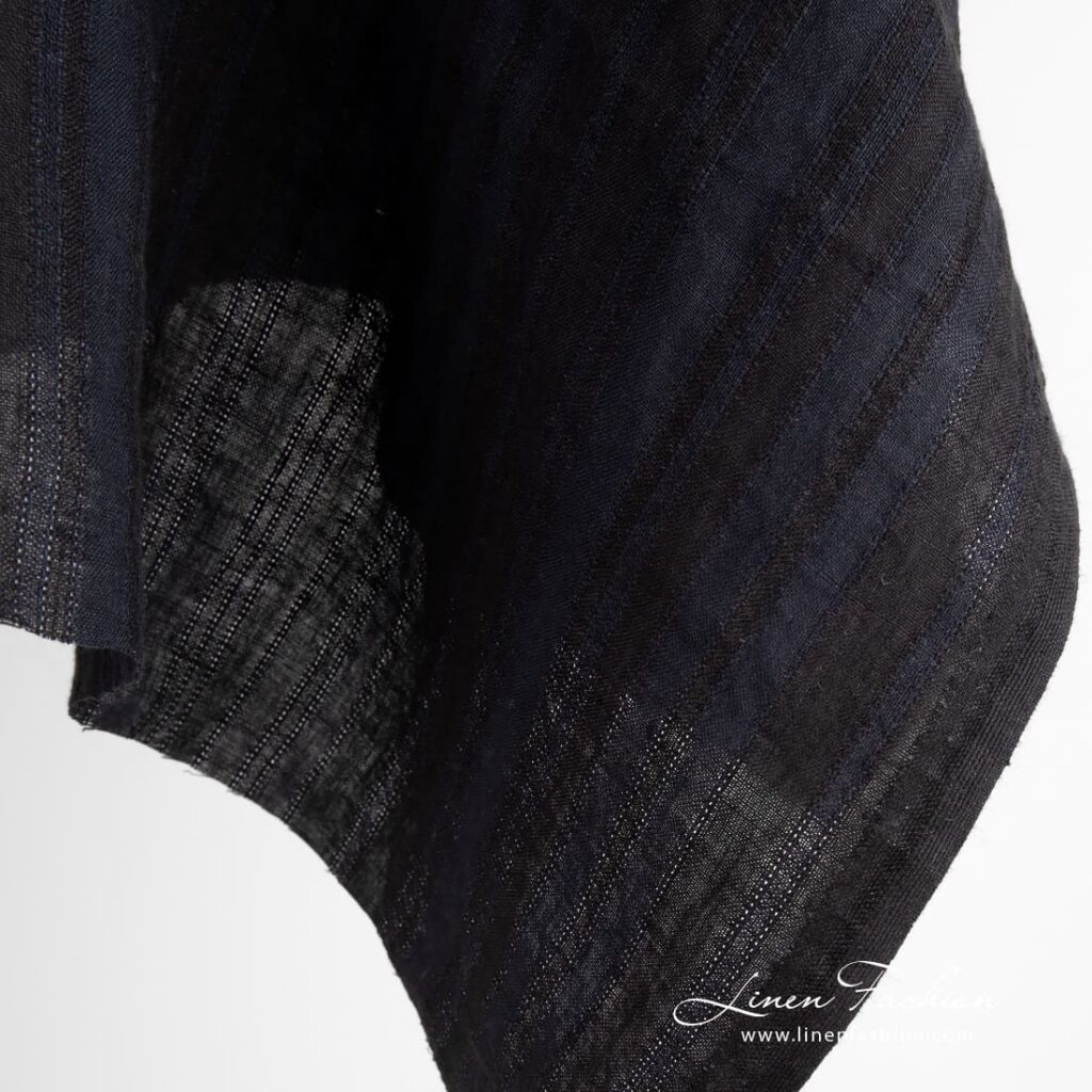 Linen fabric in dense stripes